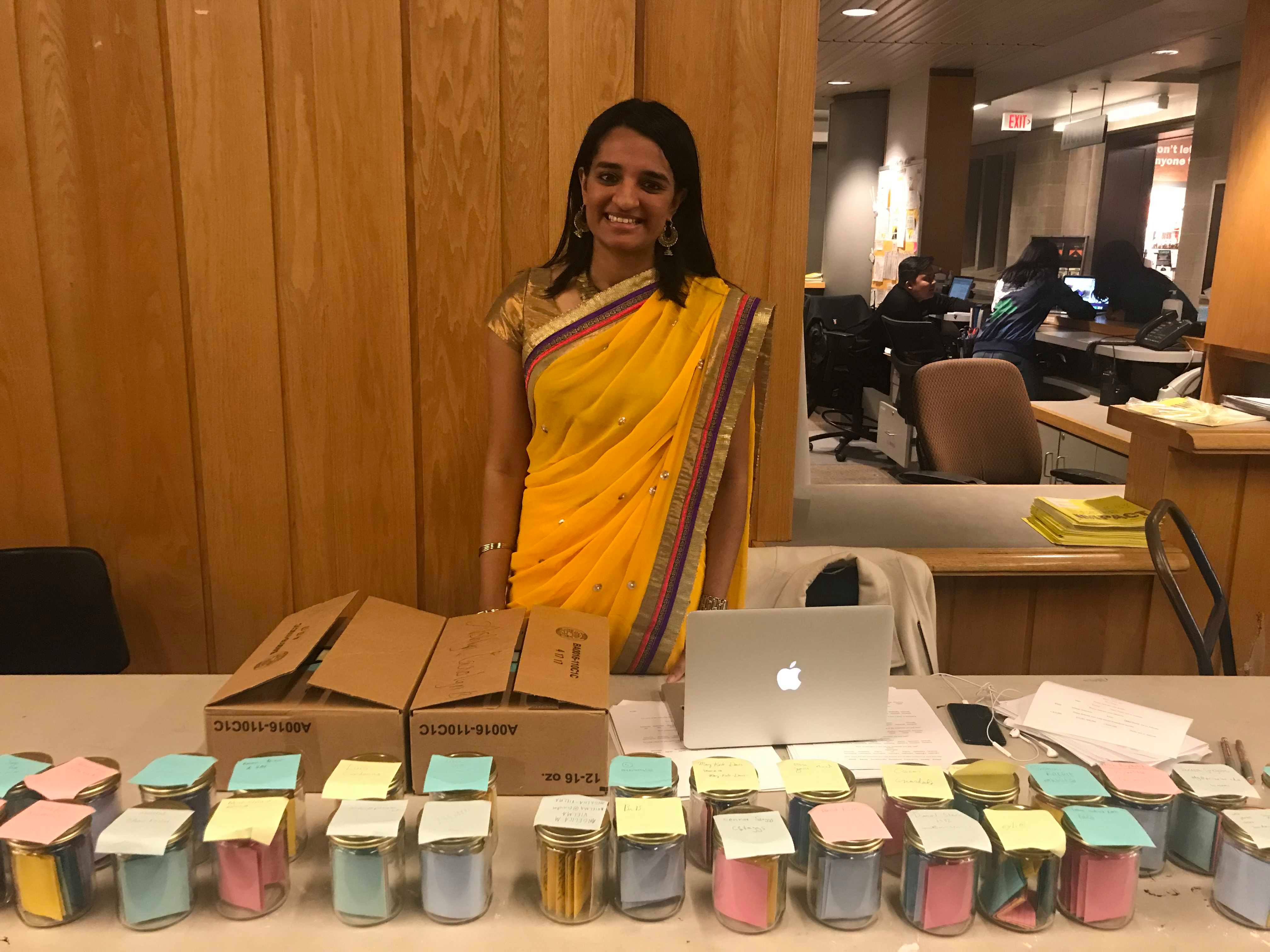 Shriya Sekhsaria with Memory Jars from Study 1 with college students